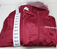 Three as new Makolo Blacc Neo Classic tracksuits in burgundy (XS, S, XL - RRP £80 each).