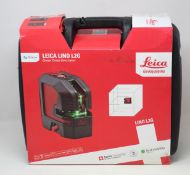 An as new Leica Geosystems Lino L2G green cross line laser.