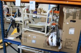 Six Fox umbrella walking sticks and four Days wheeled walkers.