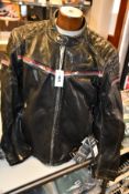 An as new Halvarssons Eagle leather bikers jacket in black/red (Size 62).