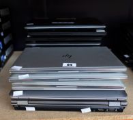 COLLECTION ONLY - SOLD FOR PARTS - STORAGE DRIVES REMOVED: Fourteen assorted pre-owned HP Laptops (