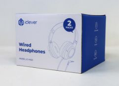 Eighteen boxed as new iClever Wired Kids Headphones Twin Packs (Some boxes damaged).
