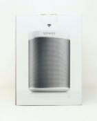 A boxed as new SONOS PLAY:1 Smart Wireless Speaker in White (M/N: PLAY1CN1) (Box sealed, some damage