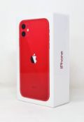 A boxed as new Apple iPhone 11 (A2221, Global) 128GB in Red (Box sealed. Some packaging text in