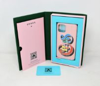 A boxed as new Chaos Pink Leather iPhone 11 Pro phone case (Box opened).
