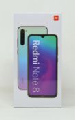 A boxed as new Xiaomi Redmi Note 8 Dual LTE 128GB 4GB Smartphone in Neptune Blue (Box sealed. 2-