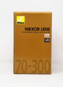 A boxed as new Nikon AF-P DX NIKKOR 70-300mm f/4.5-6.3G ED VR Lens (Box opened, lable states 'Not to