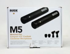 A boxed as new Rode M5 Condenser Microphone Matched Pair (Box sealed).