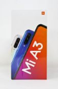 A boxed as new Xiaomi Mi A3 4GB/64GB in Kind of Grey (Box sealed. Two pin plug).