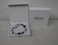 Two as new Coeur De Lion Blue Green Grey Mixed Geo Cube Bracelet 4905/30-0705 (RRP £95).