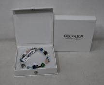 Two as new Coeur De Lion Blue Green Grey Mixed Geo Cube Bracelet 4905/30-0705 (RRP £95).