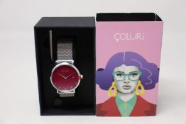 A women's as new Coluri Kahlo watch in scarlet (RRP £139).
