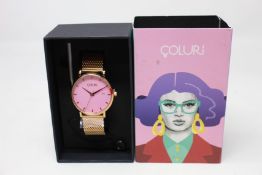 A women's as new Coluri Kahlo watch in rose (RRP £139).