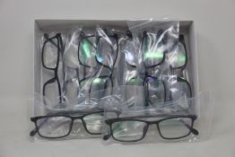 Twelve pairs of as new B Ultem H66008 glasses frames.