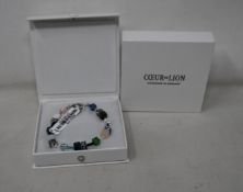 Two as new Coeur De Lion Blue Green Grey Mixed Geo Cube Bracelet 4905/30-0705 (RRP £95).