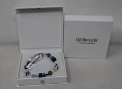 Two as new Coeur De Lion Blue Green Grey Mixed Geo Cube Bracelet 4905/30-0705 (RRP £95).