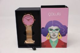 A women's as new Coluri Kahlo watch in rose (RRP £139).