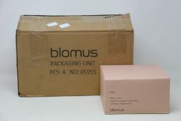 Four boxed as new Blomus Fraga Three Wick Scented Candles - Fig (400g /14oz).