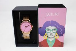 A women's as new Coluri Kahlo watch in rose (RRP £139).