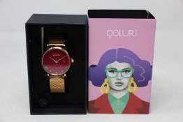 A women's as new Coluri Kahlo watch in scarlet (RRP £139).