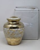 A mother of pearl brass adult urn (SE BU1054).