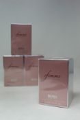 Four boxed as new Hugo Boss Femme eau de parfum (75ml).