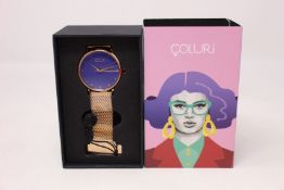 A women's as new Coluri Kahlo watch in violet (RRP £139).