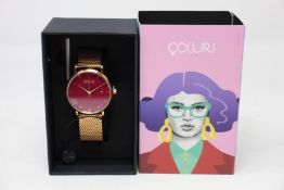 A women's as new Coluri Kahlo watch in scarlet (RRP £139).