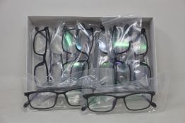 Twelve pairs of as new B Ultem H66008 glasses frames.