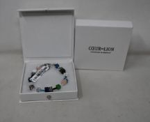 Two as new Coeur De Lion Blue Green Grey Mixed Geo Cube Bracelet 4905/30-0705 (RRP £95).