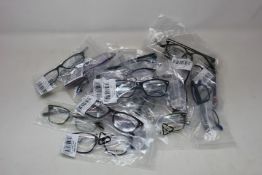 Nineteen pairs of assorted as new Rock Star glasses frames.