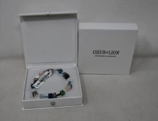 Two as new Coeur De Lion Blue Green Grey Mixed Geo Cube Bracelet 4905/30-0705 (RRP £95).
