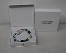 Two as new Coeur De Lion Blue Green Grey Mixed Geo Cube Bracelet 4905/30-0705 (RRP £95).