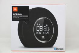 Four boxed as new JBL Horizon Bluetooth clock radios with USB charging and ambient light.