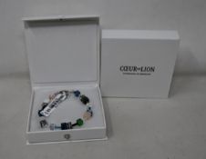 Two as new Coeur De Lion Blue Green Grey Mixed Geo Cube Bracelet 4905/30-0705 (RRP £95).