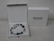 Two as new Coeur De Lion Blue Green Grey Mixed Geo Cube Bracelet 4905/30-0705 (RRP £95).