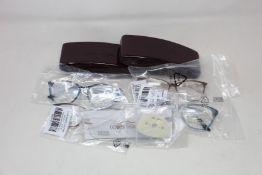 Five pairs of as new Louis Marcel glasses frames with two cases.