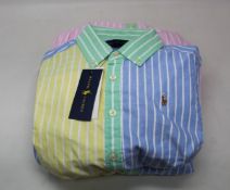 Three girls as new Ralph Lauren multi coloured Oxford shirt dresses (1 x age 10, 2 x age 12).