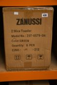 Six new Zanussi Green 2 slice Toasters (ZST - 6579).