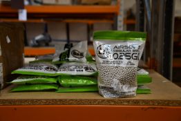 Twenty bags of BLS airsoft regular 0.25g BBs (Size: ~5.95mm, 1kg per bag).