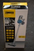 A new Zanussi Airwave Blue cordless rechargeable 130W, 1Ltr 3 in 1 hand stick vacuum cleaner (ZHS-