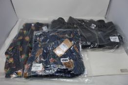 An as new Scotch & Soda leather biker jacket (M), printed V-neck midi length dress (M) and printed