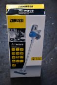 A new Zanussi Airwave Blue cordless rechargeable 130W, 1Ltr 3 in 1 hand stick vacuum cleaner (ZHS-