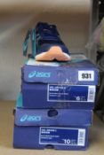 Two pairs of women's as new Asics Gel-Ziruss 2 trainers (UK 4, 8).