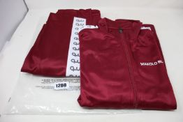 Five as new Makolo Blacc Neo Classic tracksuits in burgundy (S - RRP £80 each).