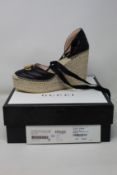 A pair of as new Gucci leather platform espadrille (EU 39 - RRP £545).