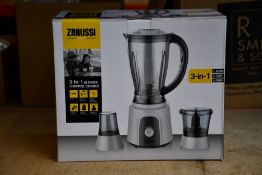 A new Zanussi Grey 3 in 1 blender, chopper, grinder (ZBL 853GC).