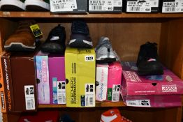 Five pairs of assorted as new Skechers footwear.