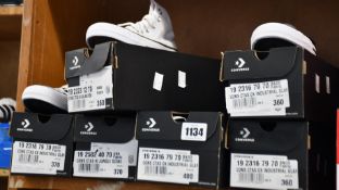 Six pairs of assorted as new Converse canvas sneakers (Assorted sizes).