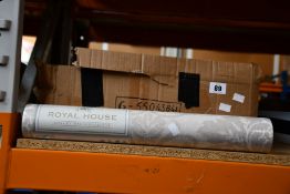 Eleven rolls of Grandeco Royal House Fabric Damask Taupe Wallpaper A10907 - vinyl texture.